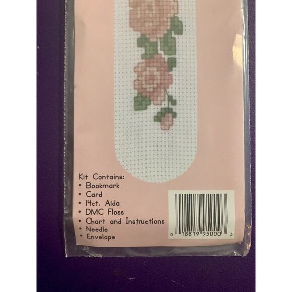 Counted Cross Stitch Kit Bookmark and Card Kit Pink Roses by Crafters Pride - Picture 4 of 5